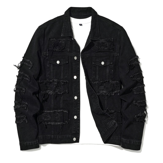 CN Zhejiang Men's Gothic Distressed Trucker Denim Jacket