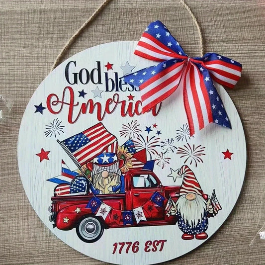 4Th of July Wreath American Flag Patriotic Hanging Decor
