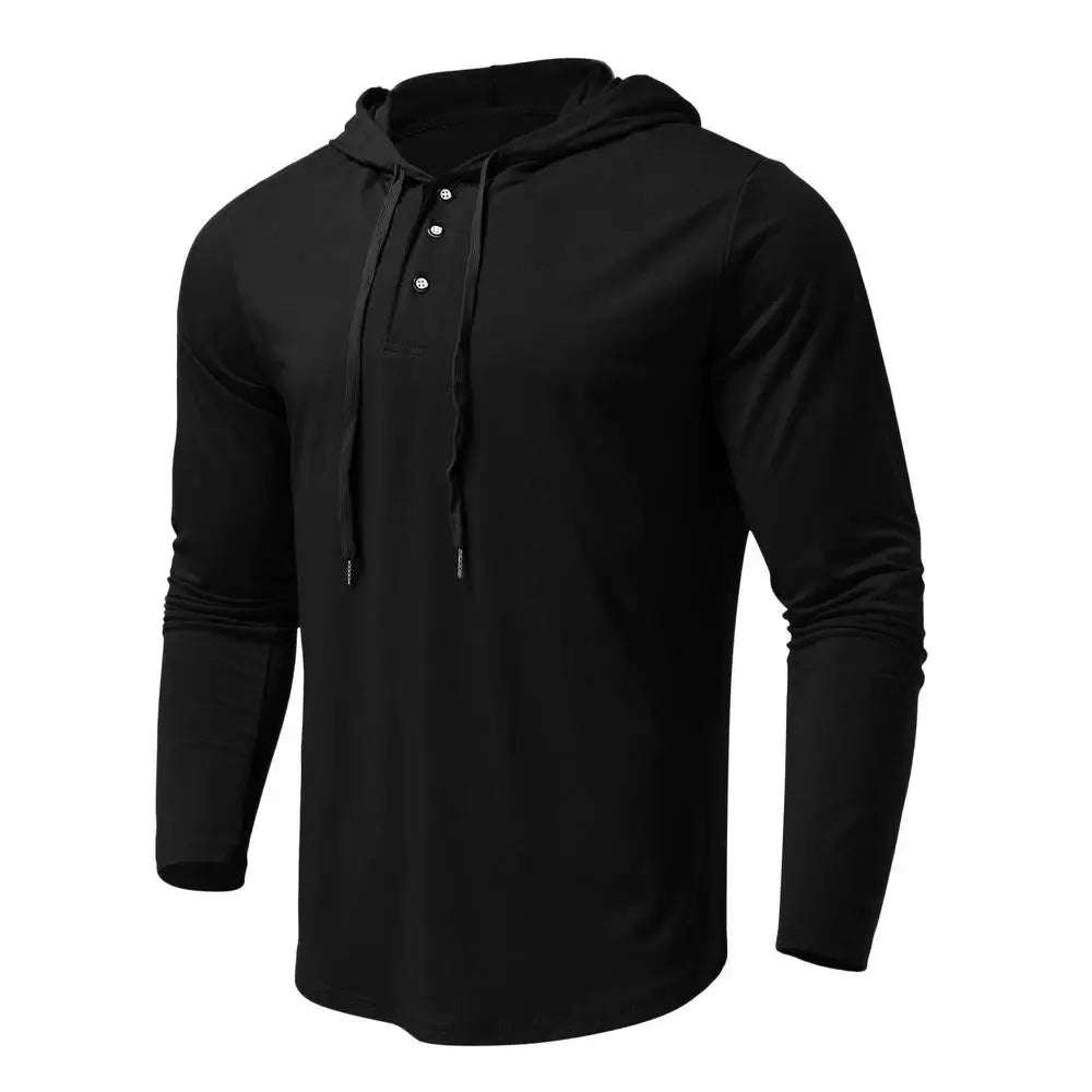 Men's Athletic Hoodies Solid Hooded Long Sleeve Top Casual