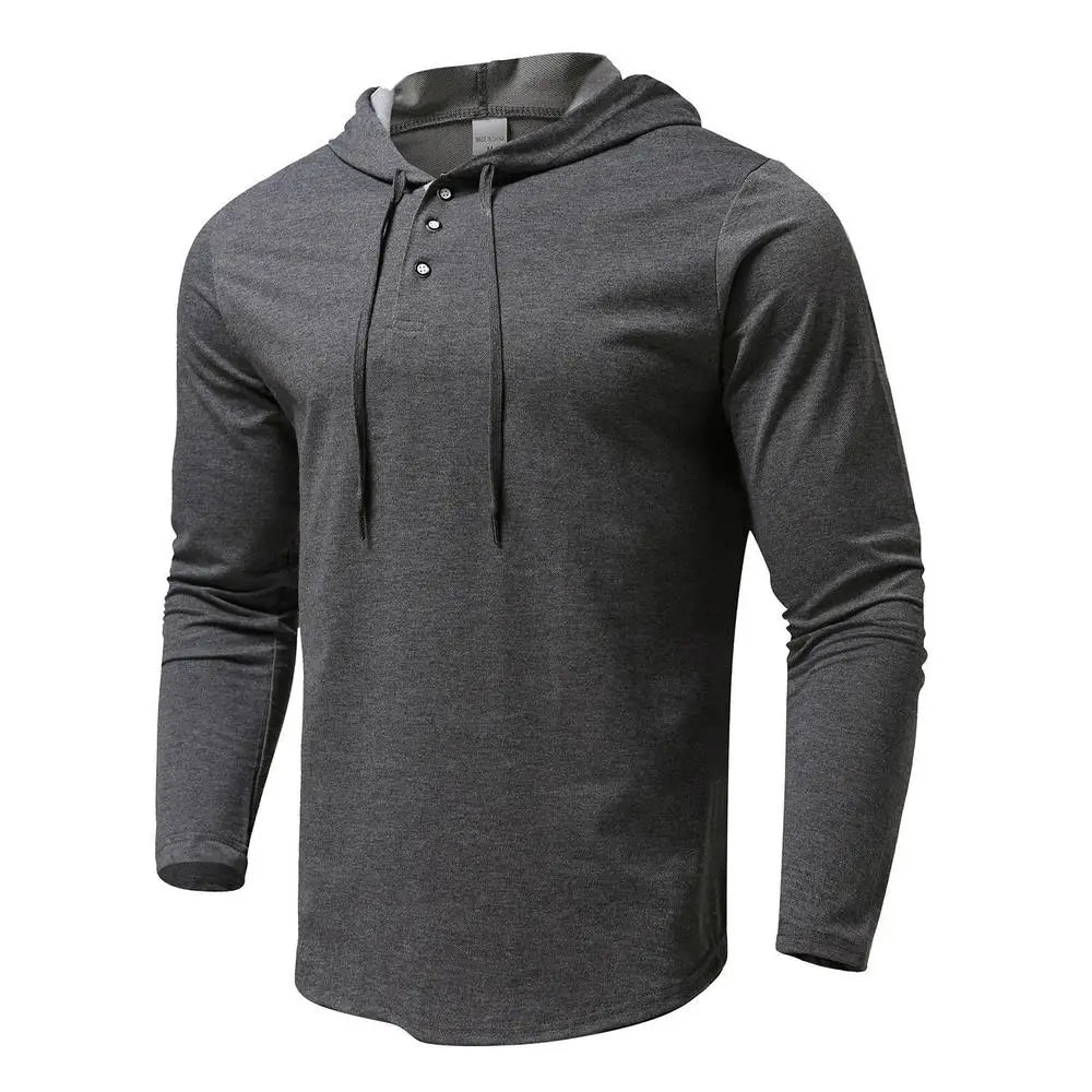 Men's Athletic Hoodies Solid Hooded Long Sleeve Top Casual