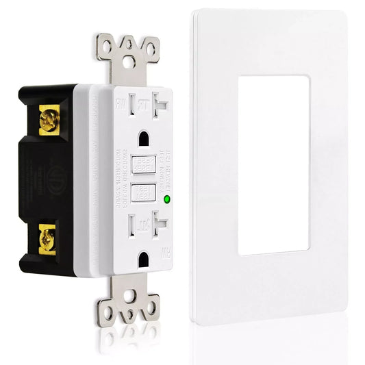 1/2PK 20 AMP GFI GFCI Receptacle TR WR White Plate Socket