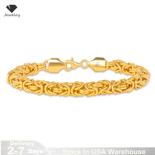 18K Gold Plated 8 Inches Braided Bracelet for Women Men