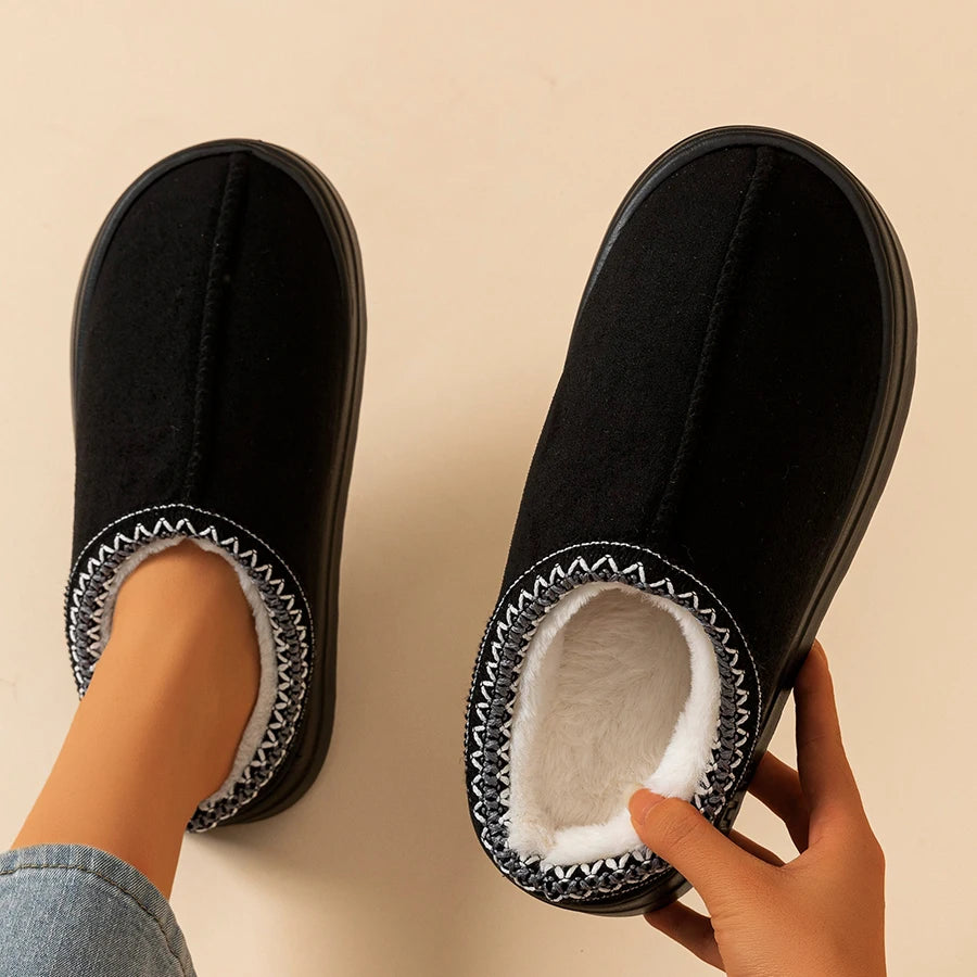 Winter Men's Slippers Indoor Warm Anti Slip Soft Plush Shoes