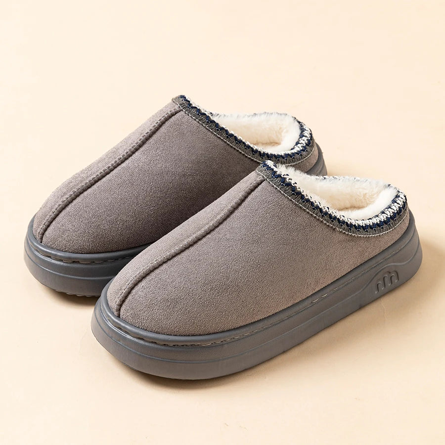 Winter Men's Slippers Indoor Warm Anti Slip Soft Plush Shoes