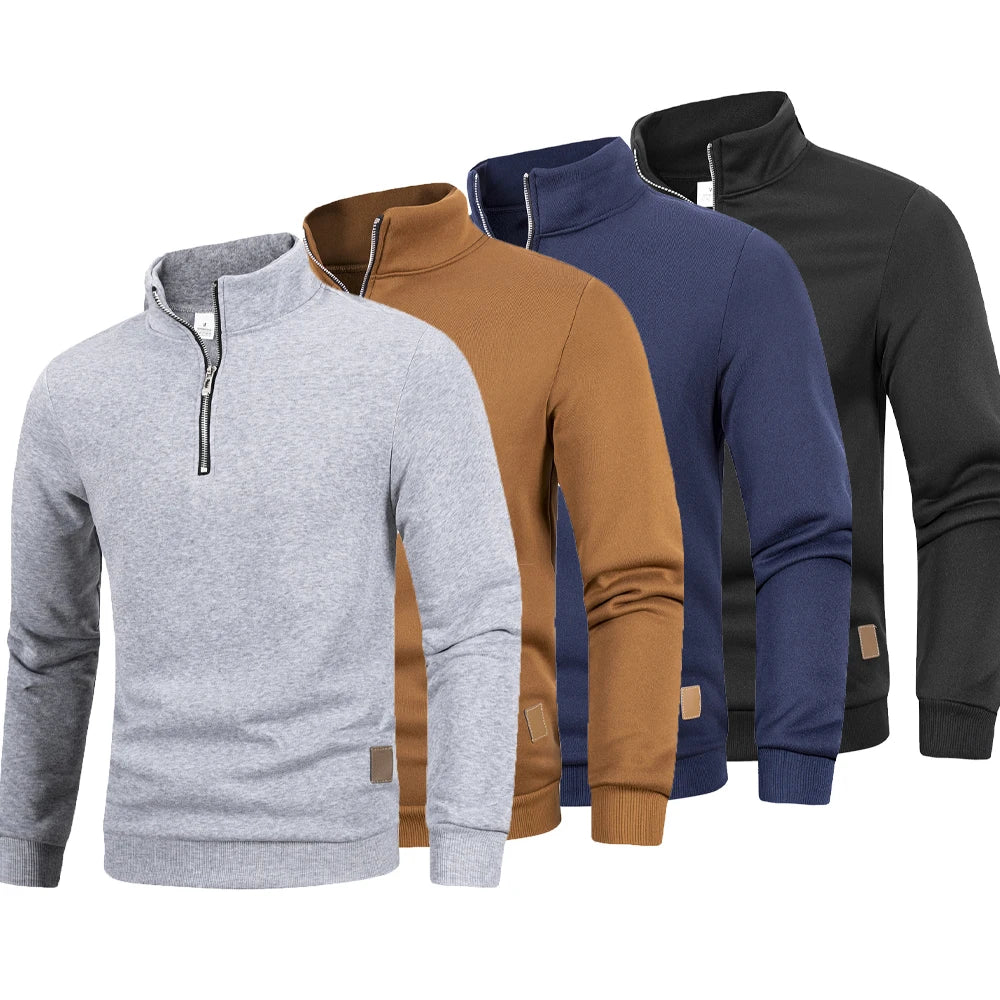 Autumn Men's Zipper Pullover Turtleneck Knit Sweater