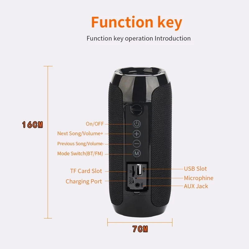 Wireless Portable Bluetooth Speaker With FM Radio Subwoofer