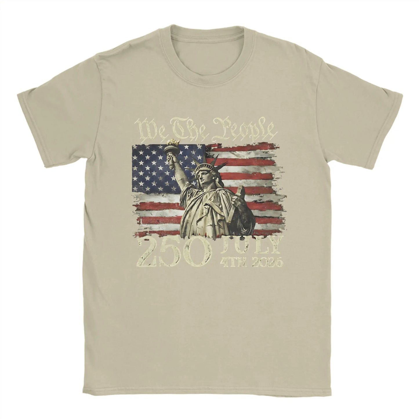 250 Years America 250 1776 2026 250th Anniversary US Flag  T Shirt Men's  100% Cotton Vintage T-Shirt Short Sleeve Clothes Gift