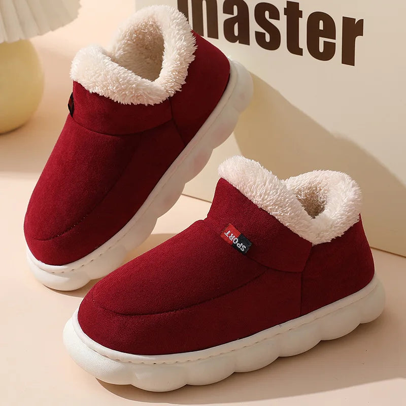 Litfun Warm Fluffy Men Cotton Indoor Slippers Antiskid Fur