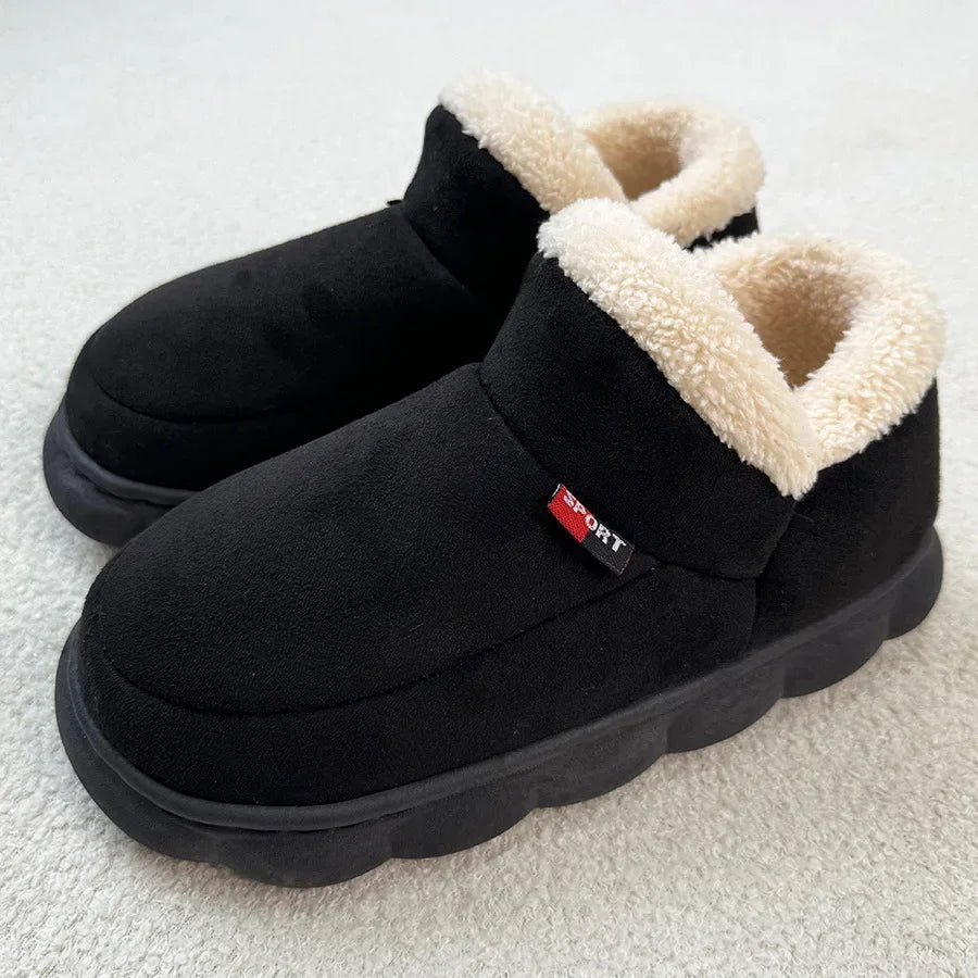 Litfun Warm Fluffy Men Cotton Indoor Slippers Antiskid Fur