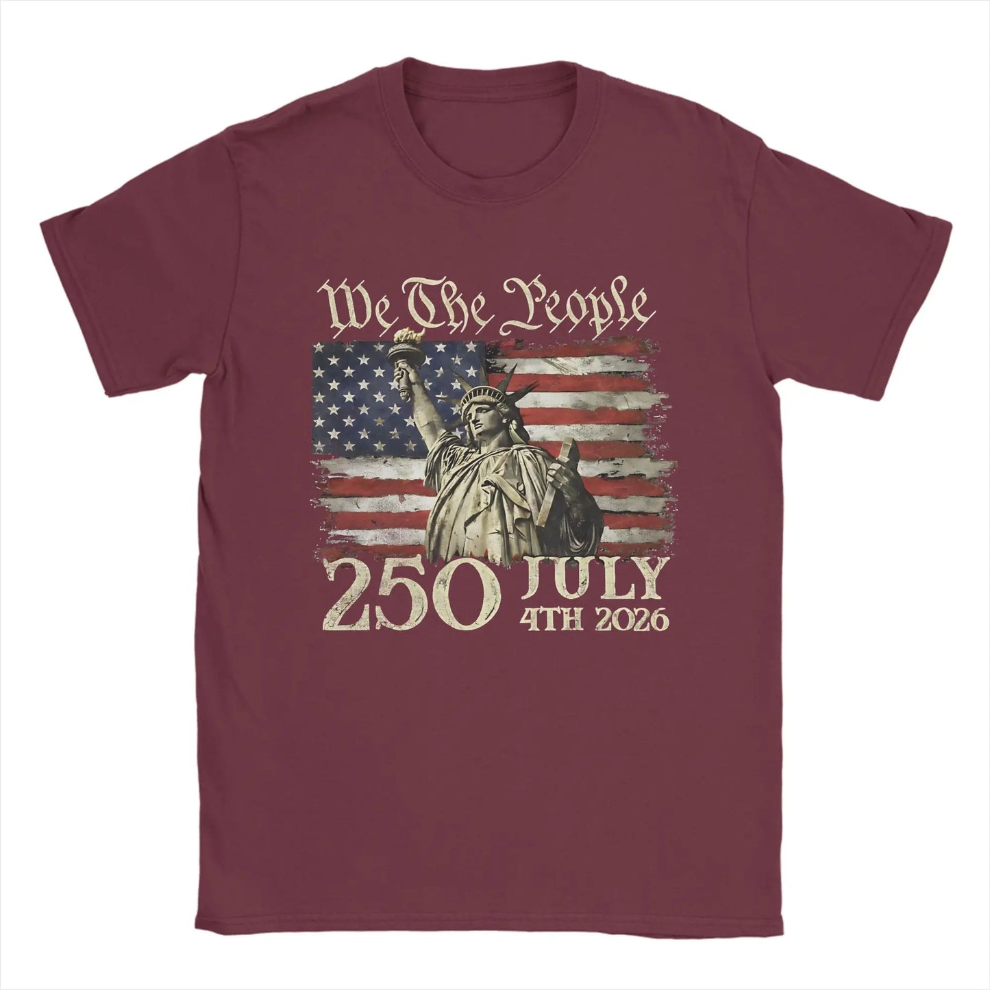 250 Years America 250 1776 2026 250th Anniversary US Flag  T Shirt Men's  100% Cotton Vintage T-Shirt Short Sleeve Clothes Gift