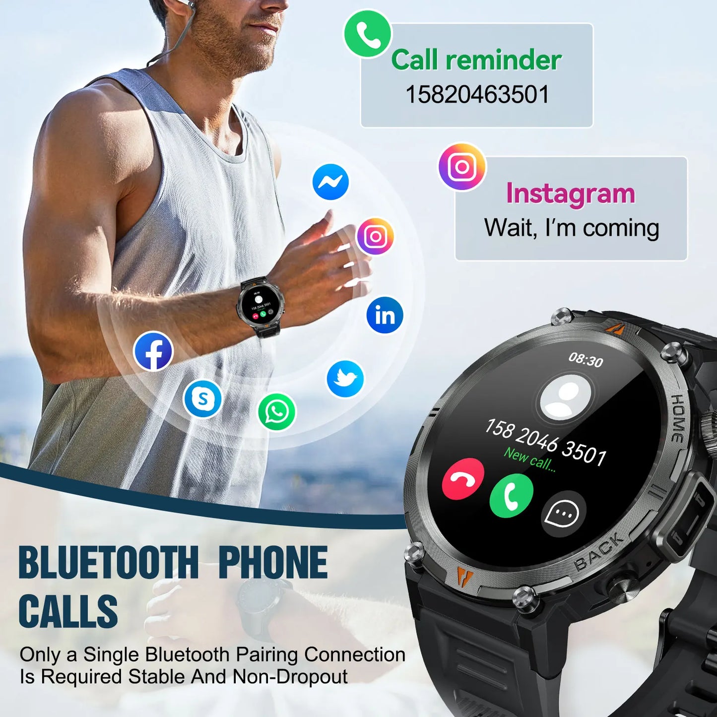EIGIIS 2024 New KE3 Bluetooth Call Smart Watch Men Full Touch Screen