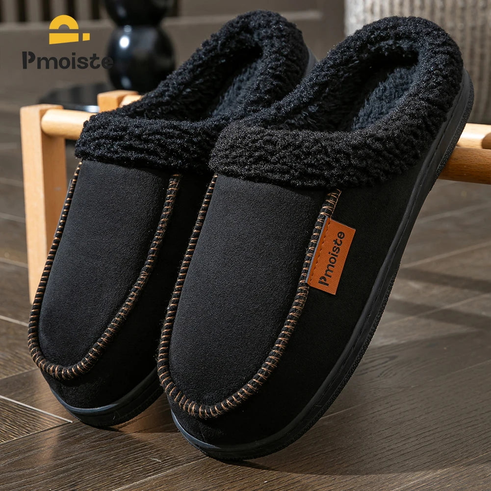 Men Suede Slippers Non Slip Memory Foam Cushion TPR Sole