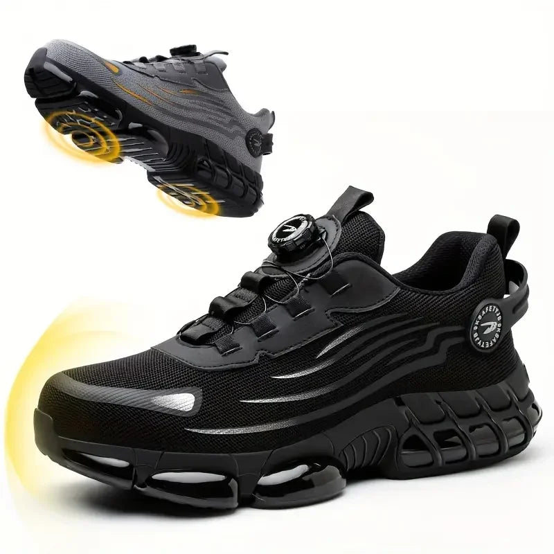 NONE Mens Steel Toe Work Sneakers Lightweight Breathable Antiskid Boots