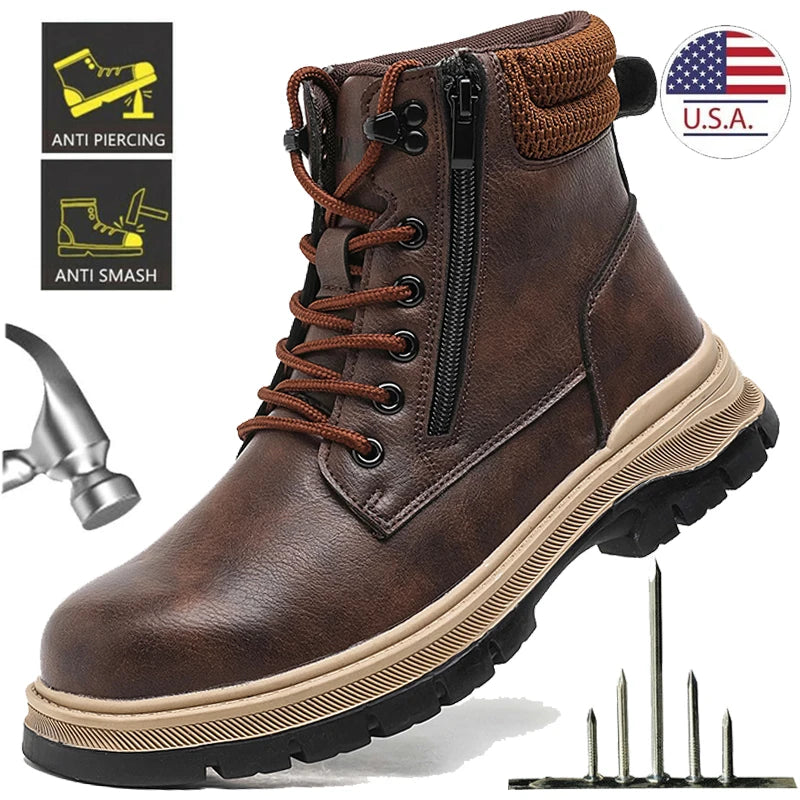 Kankeirr Waterproof Steel Toe Safety Boots For Men Stab Resistant