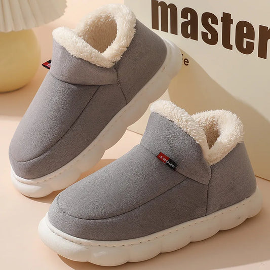 Litfun Warm Fluffy Men Cotton Indoor Slippers Antiskid Fur