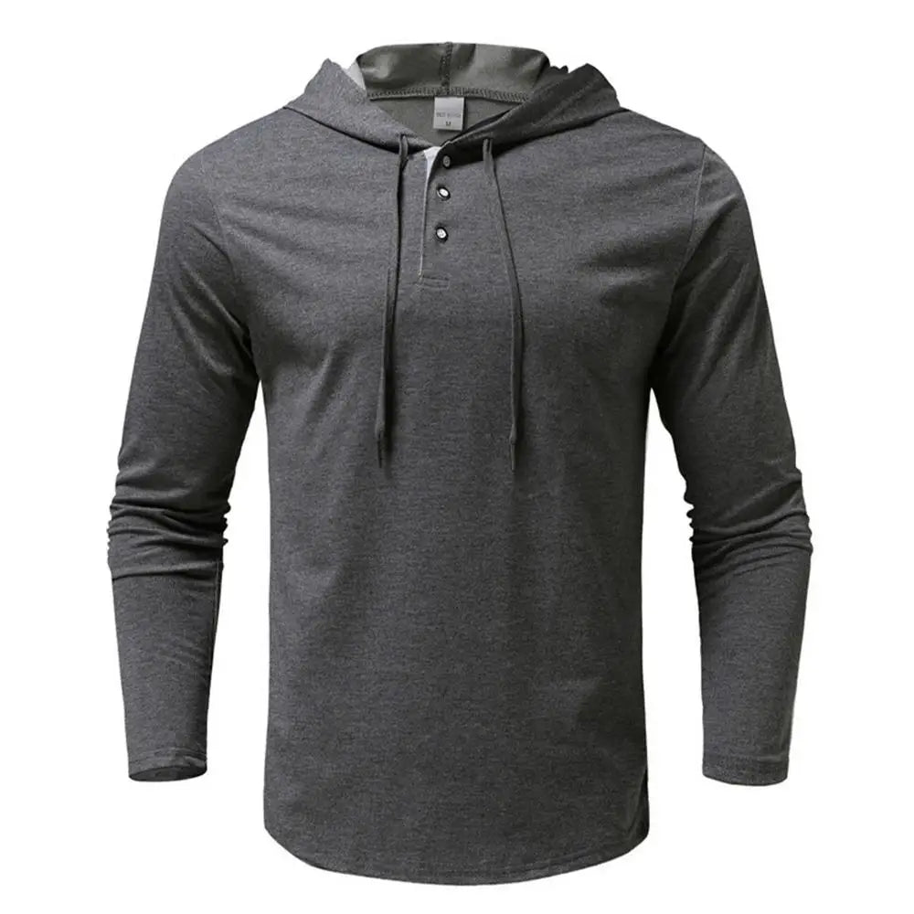 Men's Athletic Hoodies Solid Hooded Long Sleeve Top Casual
