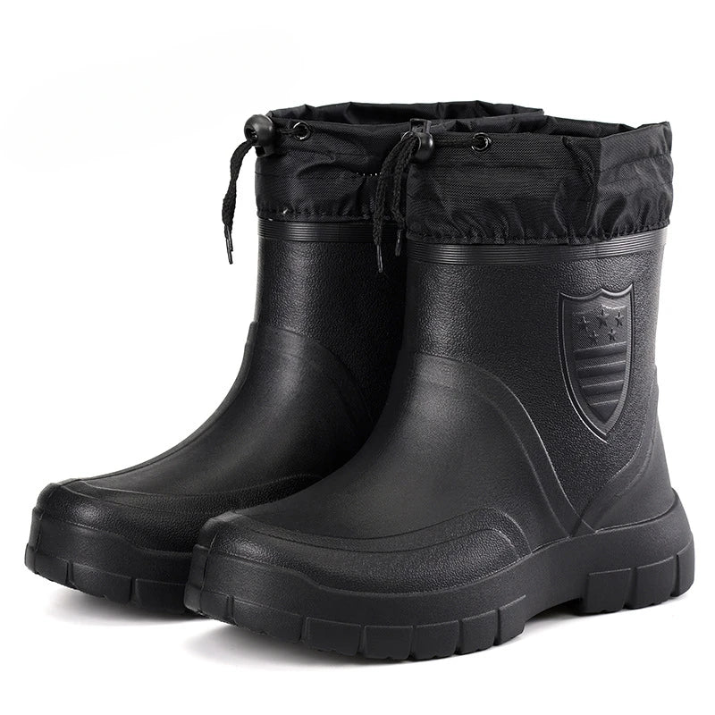 Versatile Mens Waterproof Rain Boots Lightweight Outdoor Ankle Boots