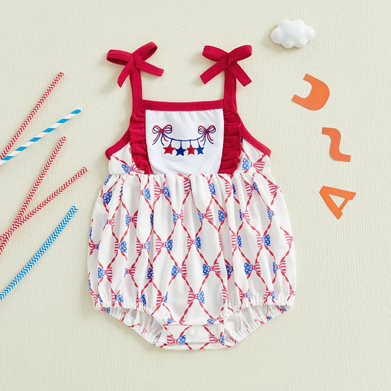 Cute Baby Girls Romper Sleeveless Floral Embroidery Jumpsuit