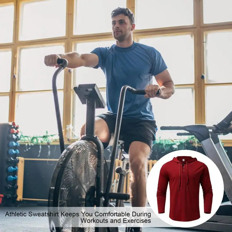 Men's Athletic Hoodies Solid Hooded Long Sleeve Top Casual