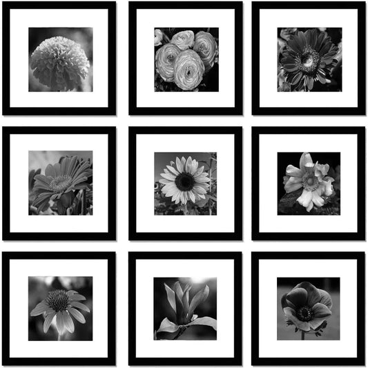 12x12 Black Picture Frame Set of 9 for 8x8 or 12x12 Photos