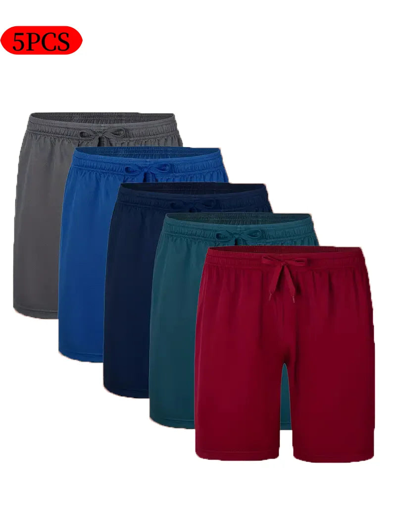 Mens Casual Polyester Shorts With Drawstring Waistband