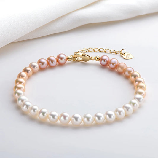 6-7Mm Natural Freshwater Pearl Bracelet Adjustable Elegant Jewelry