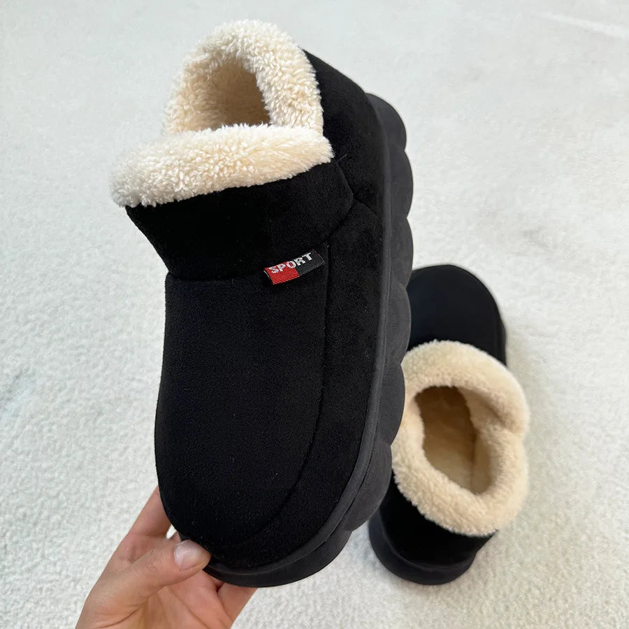 Litfun Warm Fluffy Men Cotton Indoor Slippers Antiskid Fur