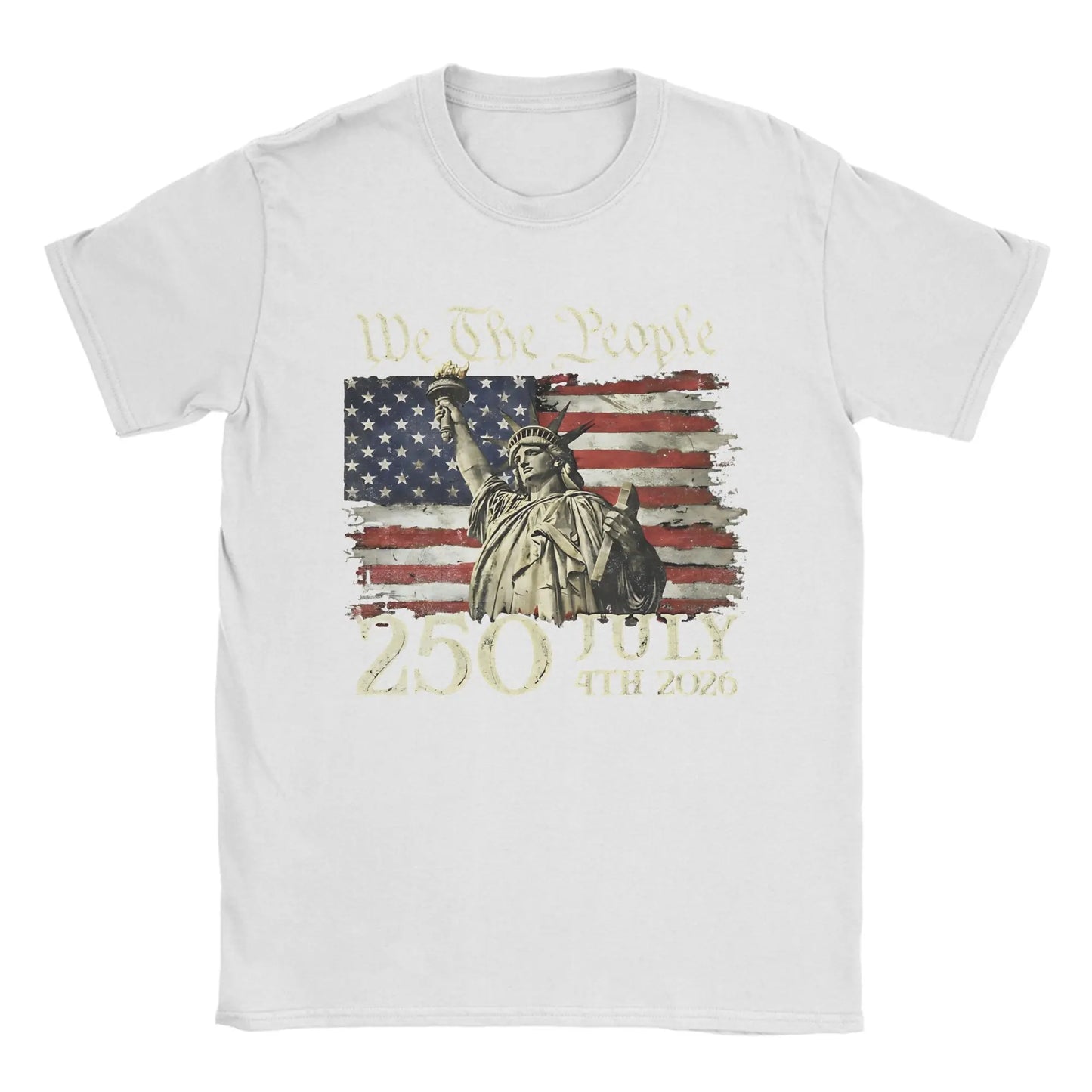 250 Years America 250 1776 2026 250th Anniversary US Flag  T Shirt Men's  100% Cotton Vintage T-Shirt Short Sleeve Clothes Gift