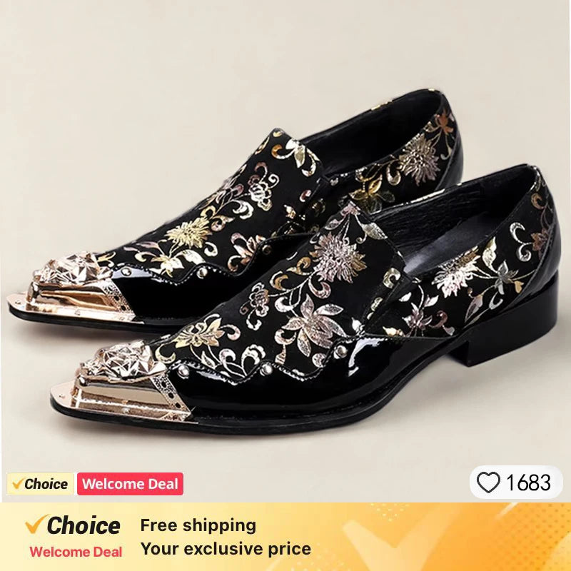 Handmade Italian Crystal Buckle Dress Shoes for Men