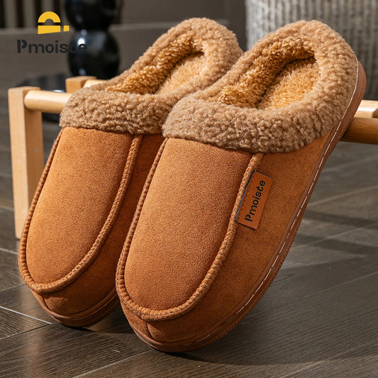 Men Suede Slippers Non Slip Memory Foam Cushion TPR Sole