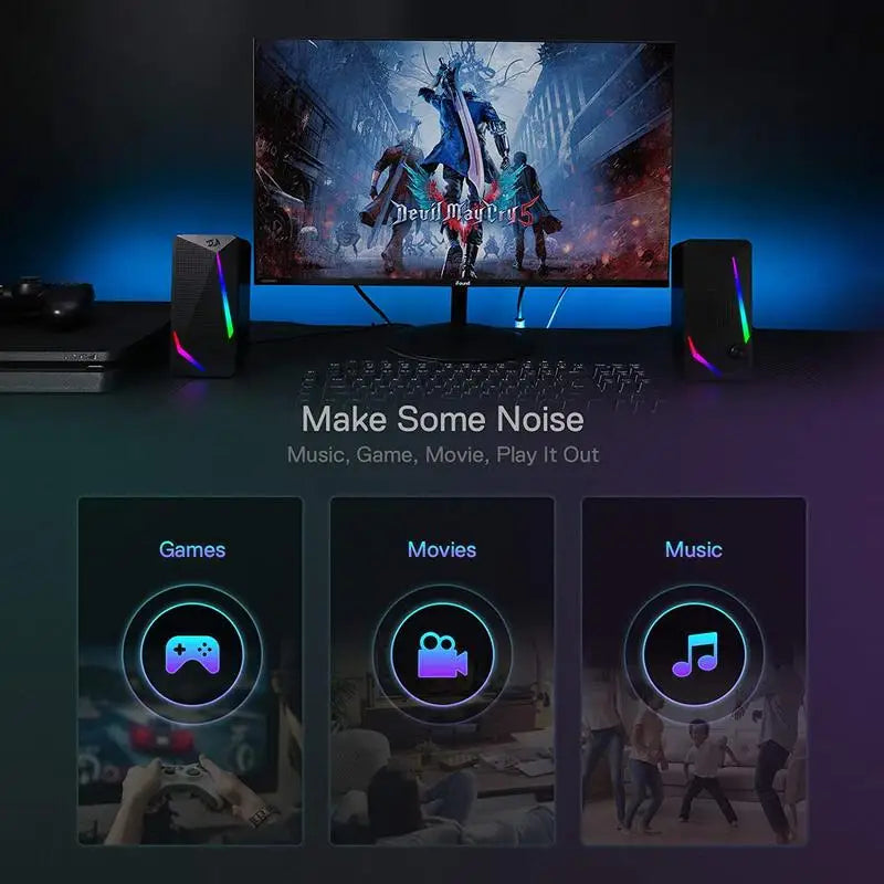 REDRAGON GS510 Waltz RGB 2.0 Channel Desktop Speakers With Backlight