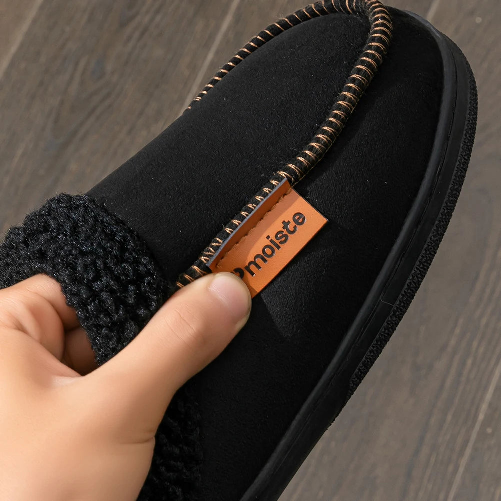 Men Suede Slippers Non Slip Memory Foam Cushion TPR Sole
