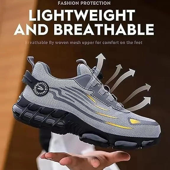 NONE Mens Steel Toe Work Sneakers Lightweight Breathable Antiskid Boots