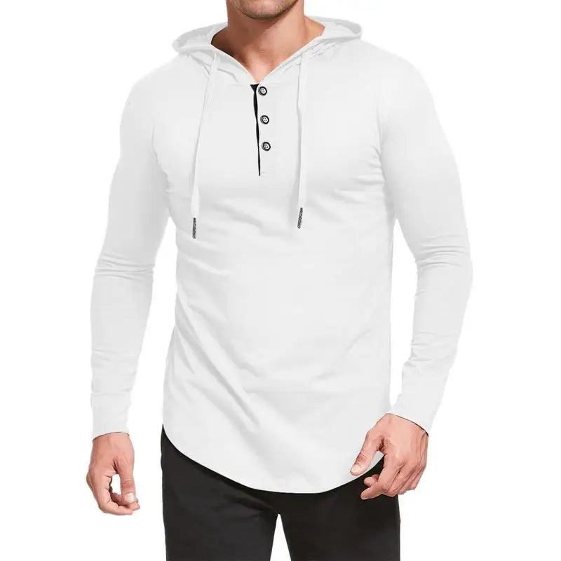Men's Athletic Hoodies Solid Hooded Long Sleeve Top Casual
