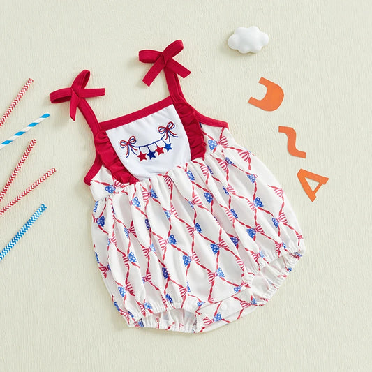 Cute Baby Girls Romper Sleeveless Floral Embroidery Jumpsuit