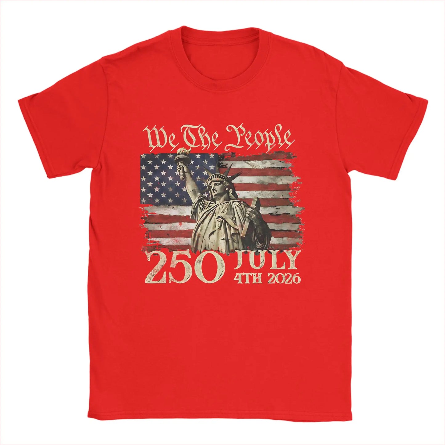 250 Years America 250 1776 2026 250th Anniversary US Flag  T Shirt Men's  100% Cotton Vintage T-Shirt Short Sleeve Clothes Gift