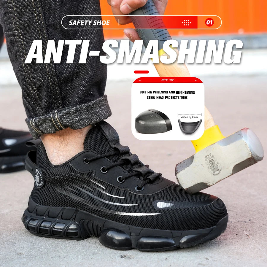Men Lace Up Breathable Anti Puncture Casual Work Shoes