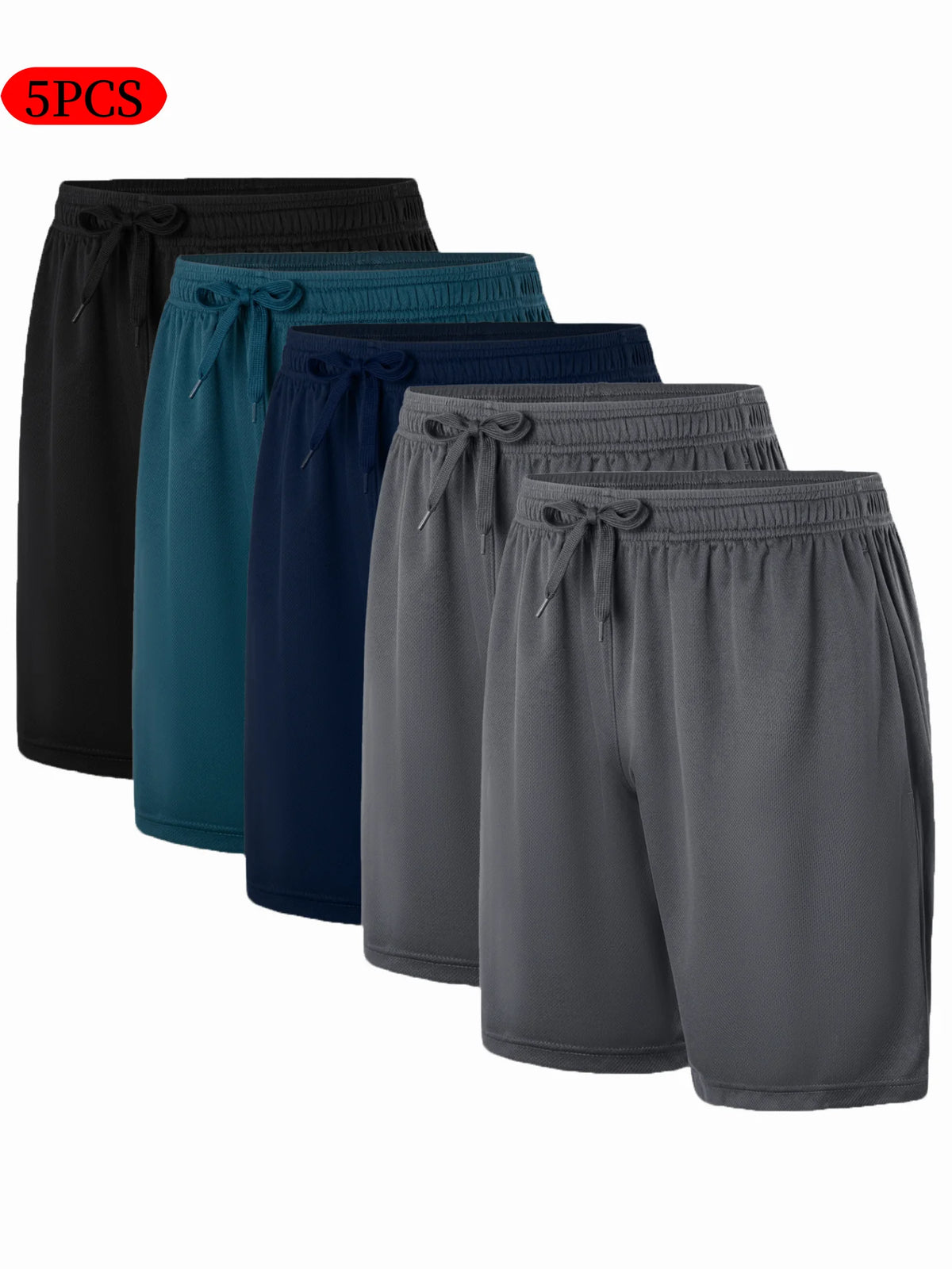 Mens Casual Polyester Shorts With Drawstring Waistband