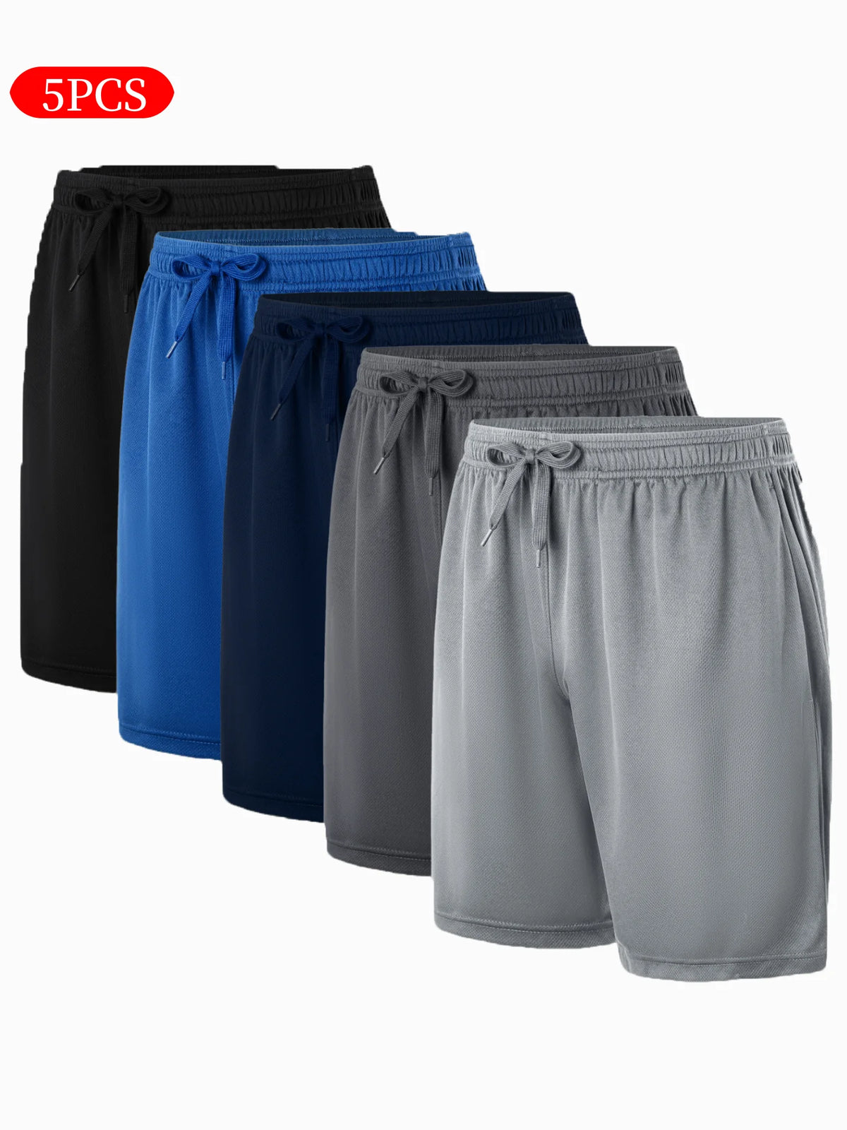 Mens Casual Polyester Shorts With Drawstring Waistband
