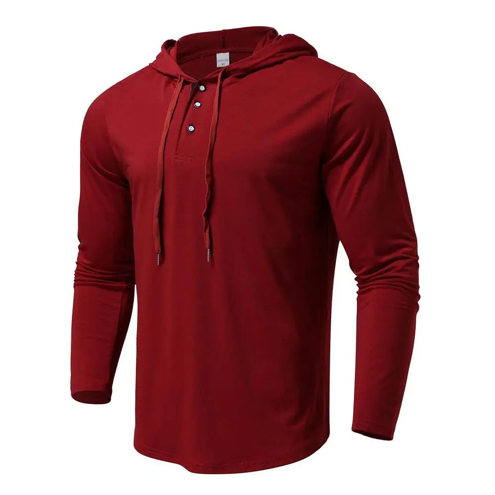 Men's Athletic Hoodies Solid Hooded Long Sleeve Top Casual