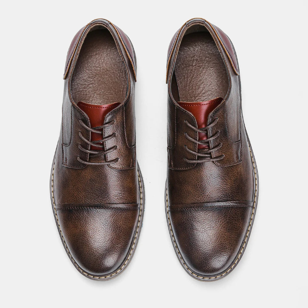 Hecrafted Retro Derby Shoes Men Leather Casual
