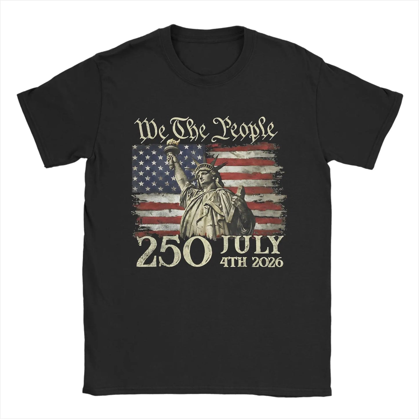 250 Years America 250 1776 2026 250th Anniversary US Flag  T Shirt Men's  100% Cotton Vintage T-Shirt Short Sleeve Clothes Gift