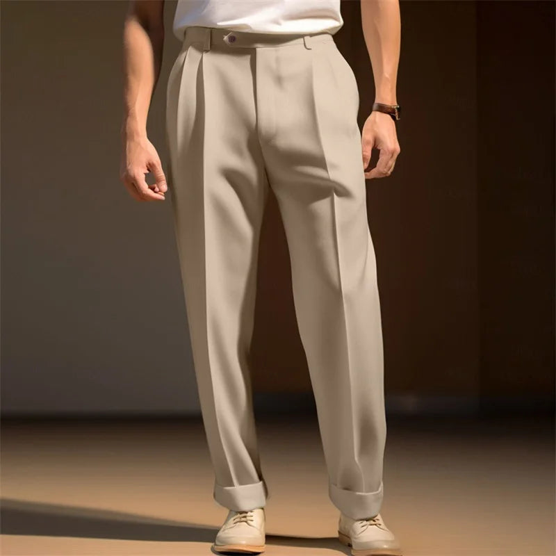 Hirigin Men Flat Front Dress Pants Business Casual