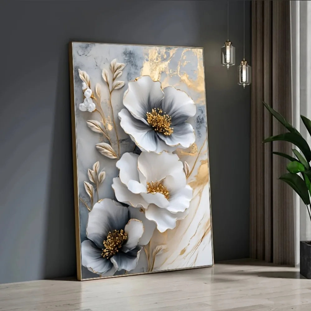 1 Modern Luxury Floral Canvas Mural Framed 3D Painting