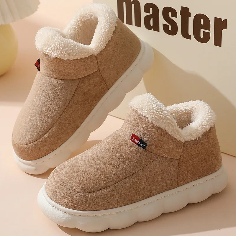 Litfun Warm Fluffy Men Cotton Indoor Slippers Antiskid Fur