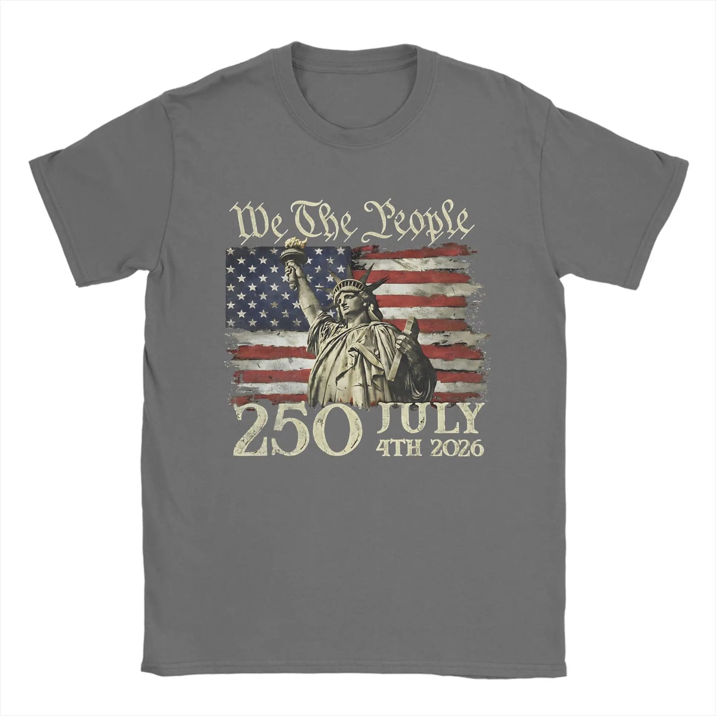 250 Years America 250 1776 2026 250th Anniversary US Flag  T Shirt Men's  100% Cotton Vintage T-Shirt Short Sleeve Clothes Gift