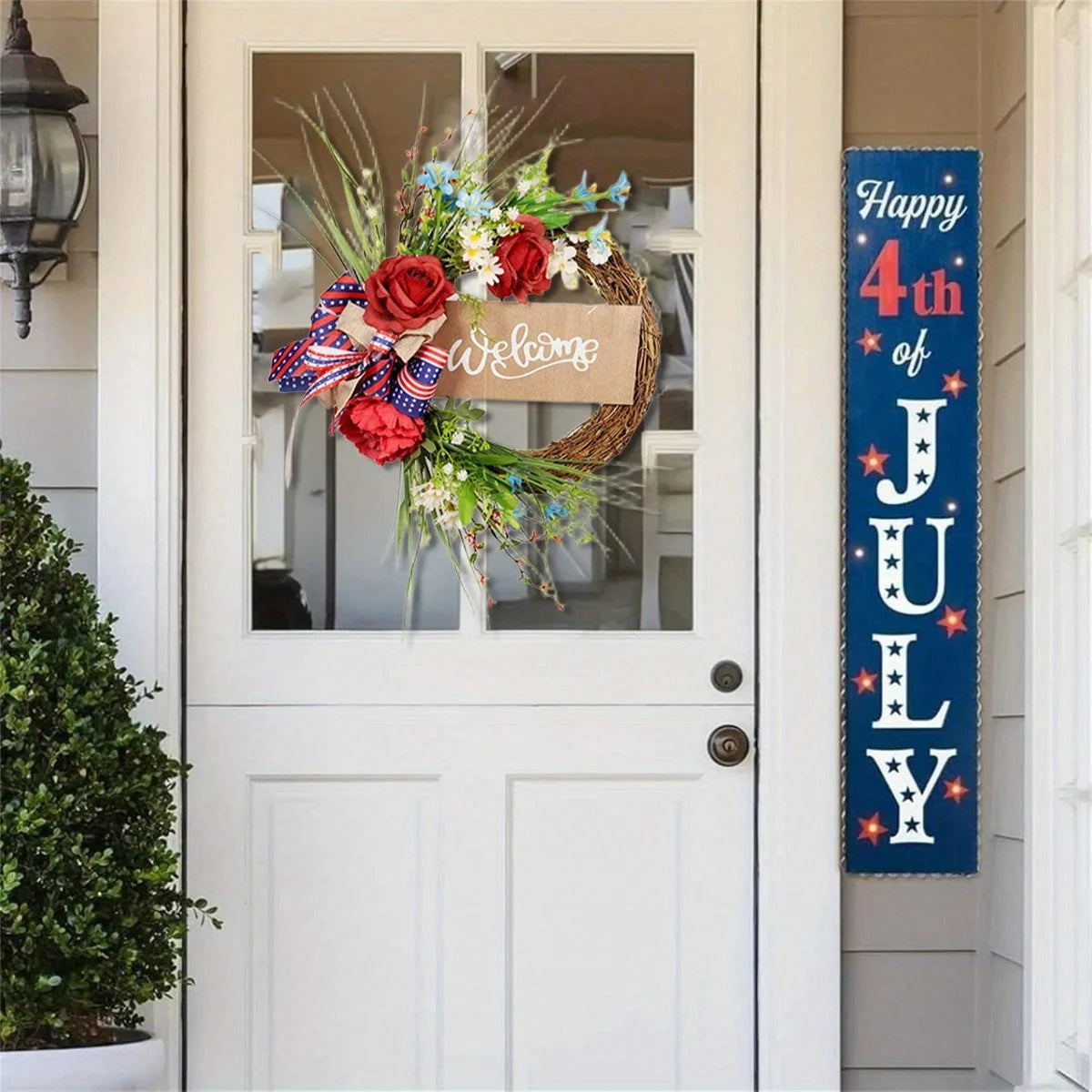 Independence Day Rattan Patriotic Wreath 4Th of July