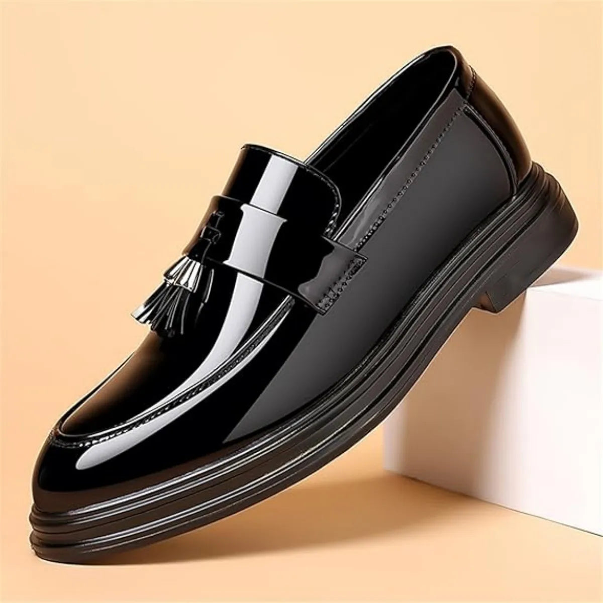 Men's High Gloss Patent Penny Loafers Slip On Dress Shoes
