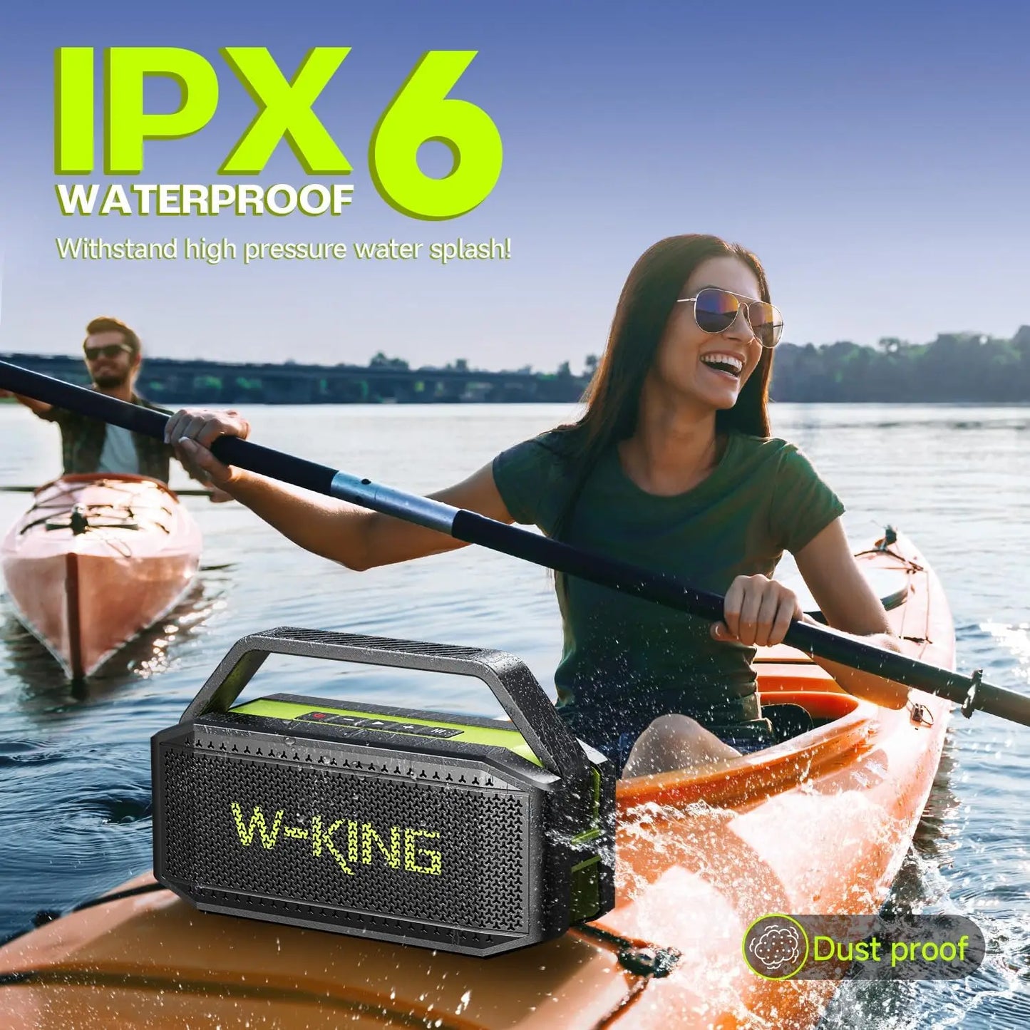 W-King 100W Peak Portable Bluetooth Speaker With Subwoofer Outdoor