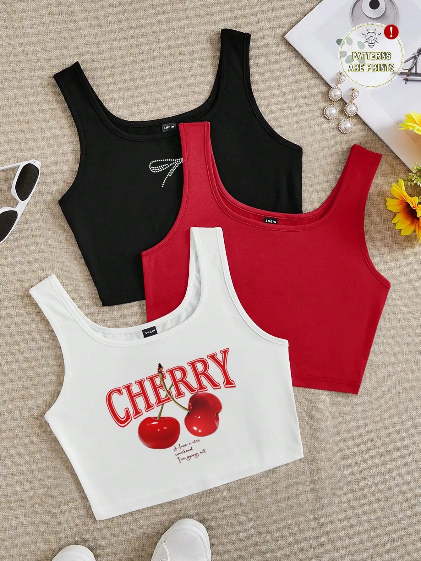 3pcs Women's Super Short Fitted Tank Tops in Black, White & Gray - Round Neck Casual Summer Crop Tops